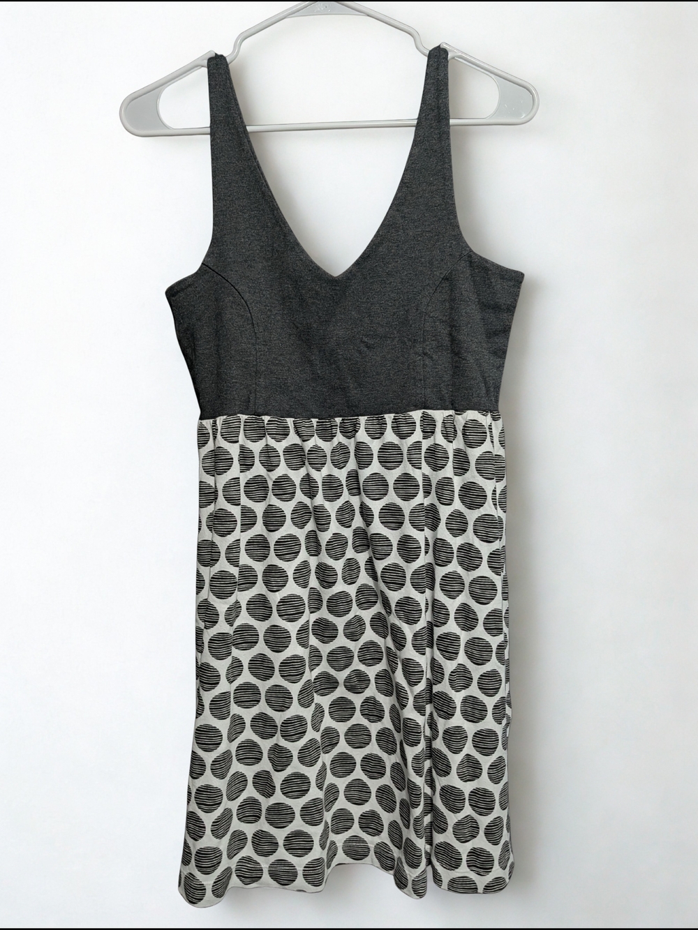 Fair Indigo Organic Pima Cotton Sleeveless Dress Medium Gray Polka Dot
